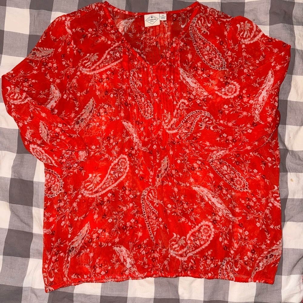 St. John's Bay Orange Blouse with 3/4 Sleeves